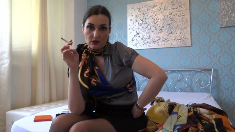 Lady Victoria Valente: POV. Cum in the silk scarf. Scarfwanker
