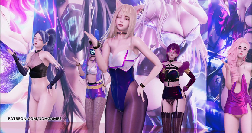 3D-Hentai Games: Dalshabet - Joker Ahri Akali Kaisa Evelynn Seraphine striptease kda sexy...