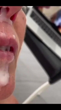 I Give Him Blow Job When He Look My Porn Video and Cum on My Face and in Mouth