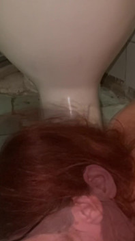 Toiletlikken, borstel zuigen uit toilet en spuug likken van de vloer