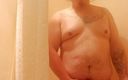Cock cowboy: Jerking thick cock in shower homemade