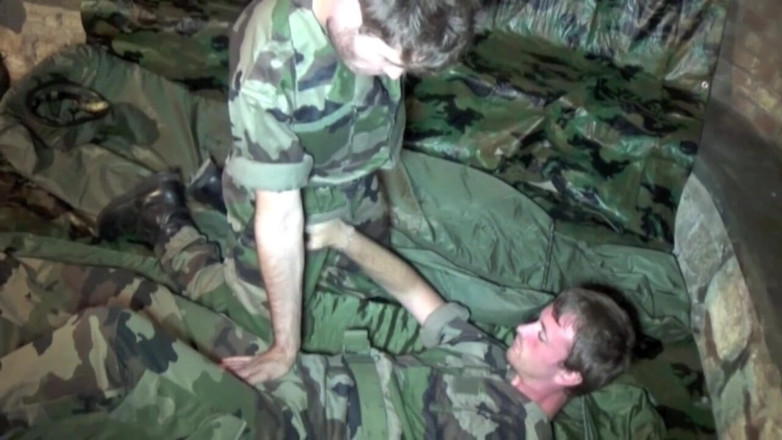 Straight fucking boy in uniform: Fucked by sexy military in discreet basement