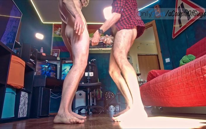 ACoupleOfGuys: 장난감을 함께 거대한 이중 사정으로 도킹하고 따먹는 언컷 친구! 4K Uhd