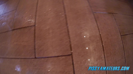 Pissy Amateurs: Sexy fishnet brunette pissing