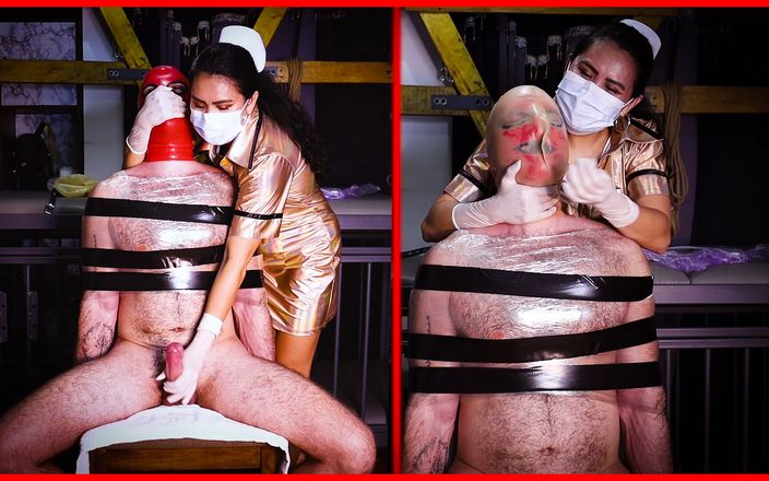 Domina Fire: Femdom chơi hơi thở cao su y tế