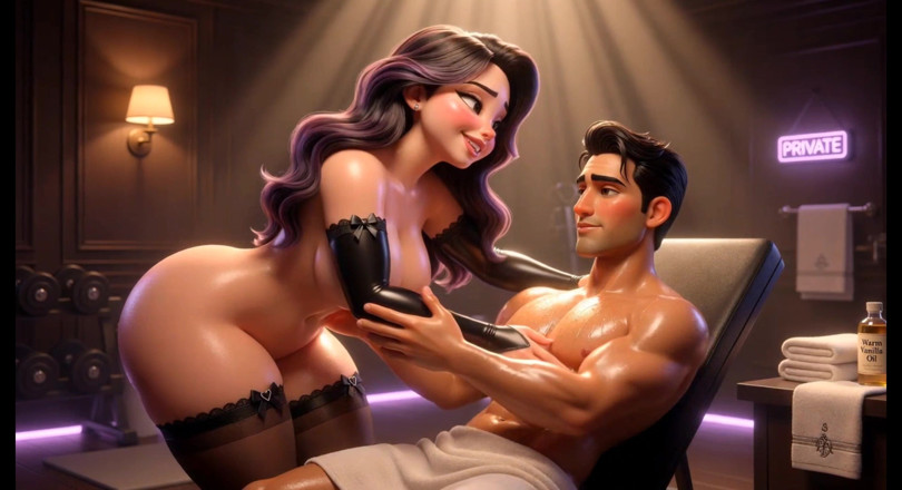 Stories&Anime: Mollige personal trainer gehoorzame sessie 's avonds laat (Ai Generated)