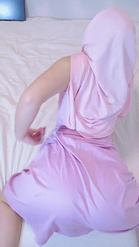 A Malaysian Hijabi Girl Twerking in Purple Dress Showing off Her Big Booty