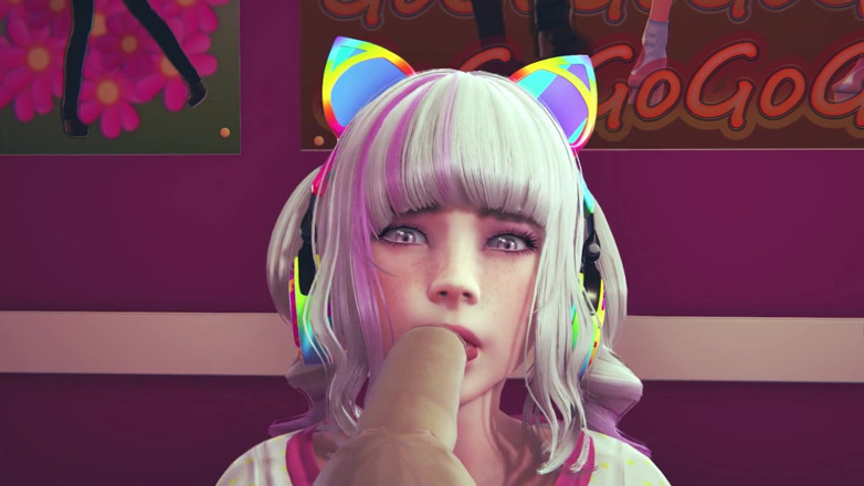 Waifu club 3D: Gracz dziewczyna liże twojego kutasa językiem