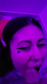 Latina Receiving Semen in Her Rich Little Mouth