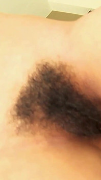 Amateur Asian with Hairy Pussy Masturbates with Her Dildo