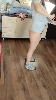 Sexy Brunette Doing Naked Chores Around the House