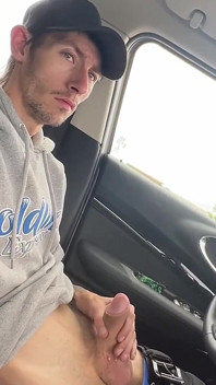 Stroking dick before work