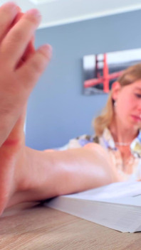 Stepsister's Bare Feet Teasing You During Study