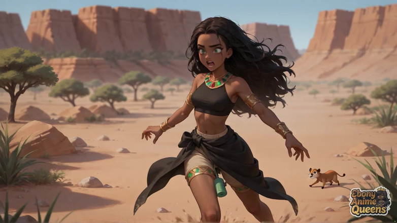 Ebony Anime Queens: Voda nasáklá pouštní vyvrcholení ebenové královny: nadržená, sexy ebenová holka!