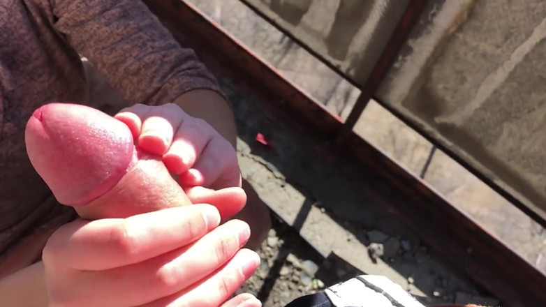 Chocolate cookies: Jerking off his cock on the balcony