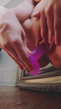 Mirror Dildo Play During Photoshoot