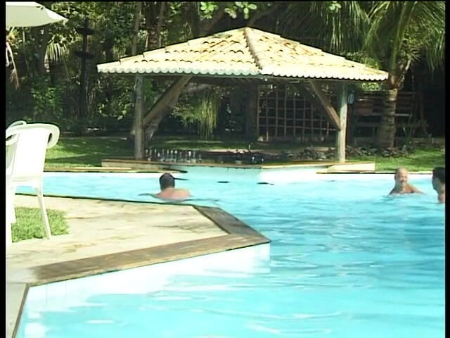 Lucky Cooch: Ebony babe have a nice time in the pool with...