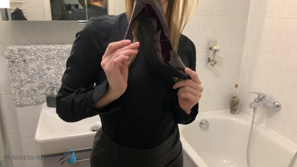 Business Bitch: Assistant undress after work sexy shower