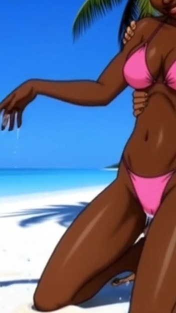 Beach Slutty: Sexy African Girl Enjoys Life on a Paradise Beach and Unexpectedly Meets a Lustful White Guy