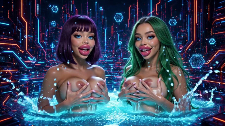 Hot girl dancing: Funny Boobs and Tongue, Ai Animation