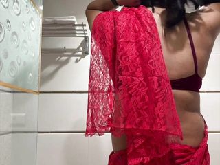Callme Jessica: Jessica Bath en sari rojo