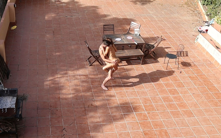 Magia Rosa: Couple Playing and Fucking in the Courtyard, Outside