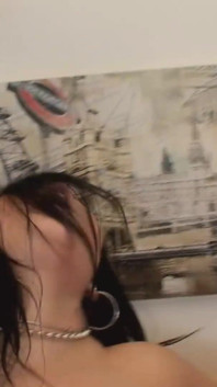 Sweet brunette sucks and fucks huge cock of her boyfriend