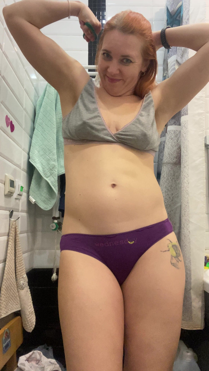 Hairy couple: Strong Girl Showing Her Muscles and Flashing Ass, Tits and...