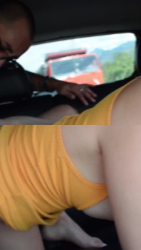 Picked up a Busty Blonde on the Road - Hardcore Car Sex (raw)