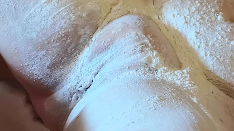 Bouncy Tits Action: Powder and slap her pussy hard