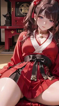 Taboo First Encounter at the Shrine, Kneeling in the Corridor While Stroking Her Hair