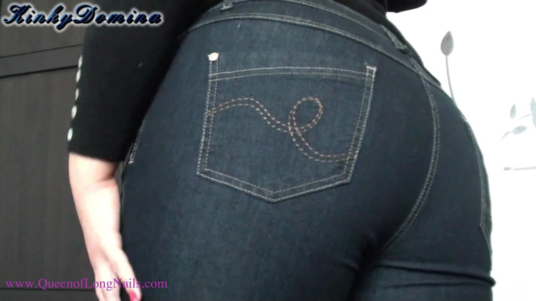 KinkyDomina: Pink Stiletto Nails Caressing Sexy Ass in Jeans