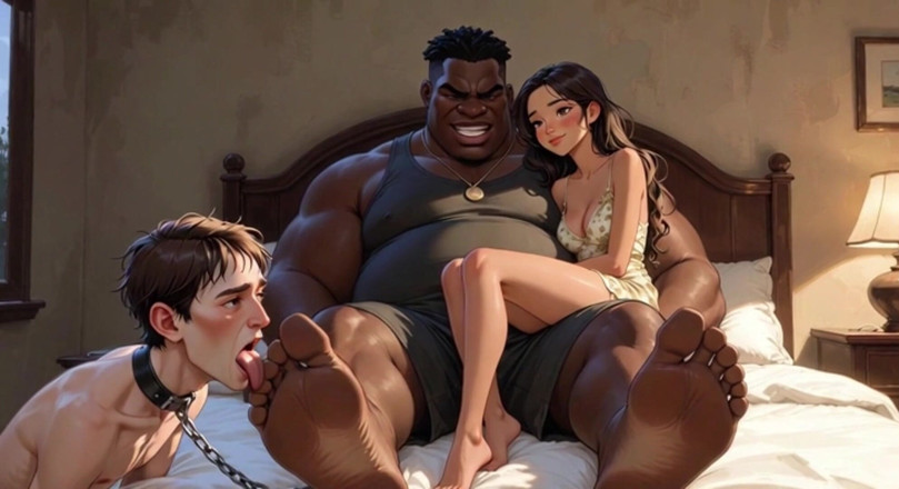 Anime Hentai: Un mari esclave des pieds nettoie les pieds de sa...