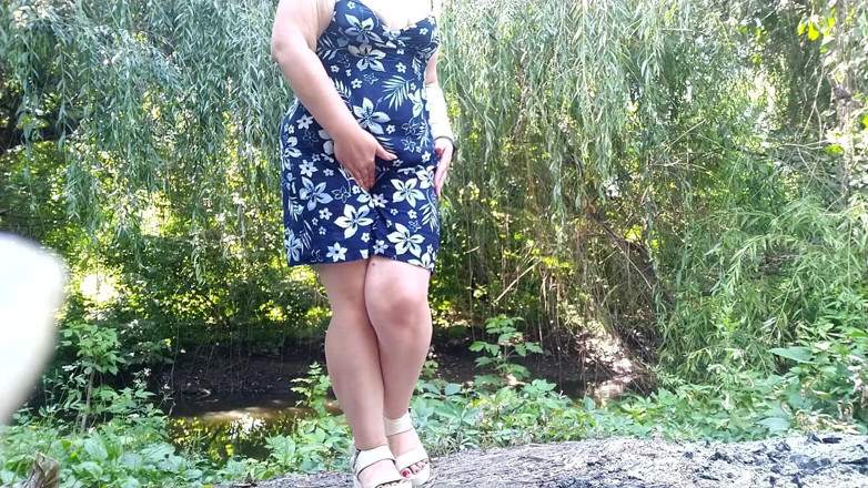 OurFetishLife: Peeing standing through pink panties in nature