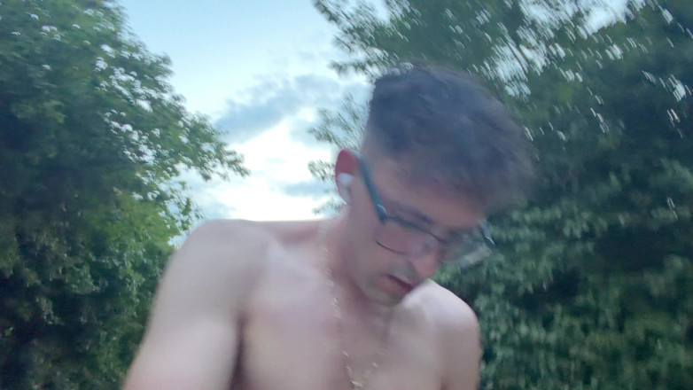 Twinkboy82: German Boy Jerks off Naked Outside and Cums