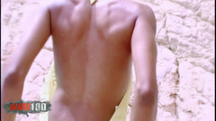 MMM100: Shania: Muhteşem küçük Fransız zenci kız Shania ile kayalarda fotoğraf çekimi