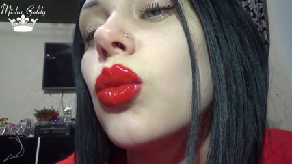 Goddess Misha Goldy: Red lips & lipgloss JOI