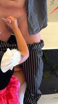 Cumming on Oktoberfest Girl in Dirndl After Slow Edging Handjob with Spits on Cock to Celebrate the Fest Properly