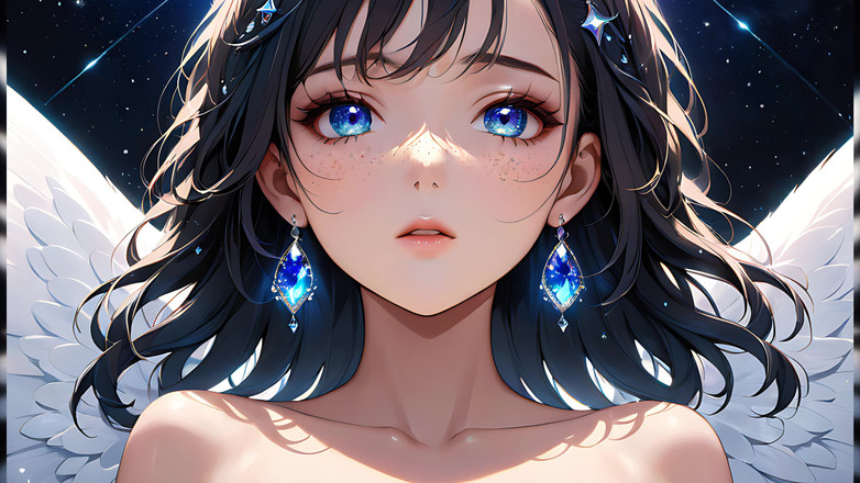 LustRender: Voidgazer: wanita muda dengan binket kosmis yang berkilauan