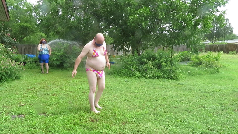 BBW nurse Vicki adventures with friends: Silly sissy slut dan mistress v hose play