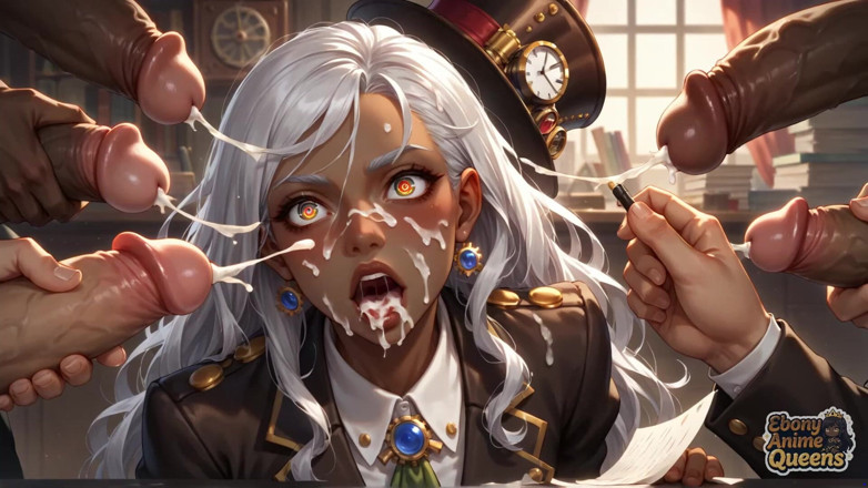 Ebony Anime Queens: Ponury murzynka konformizm i ciemno słodka dominacja w biurze!