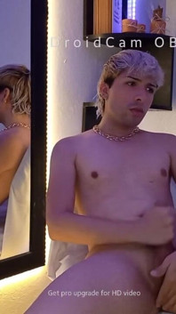 Blonde Hair Boy Jerking off in Cam and Cum Masive