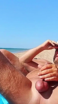 Stranger Jerking off to Me on the Beach