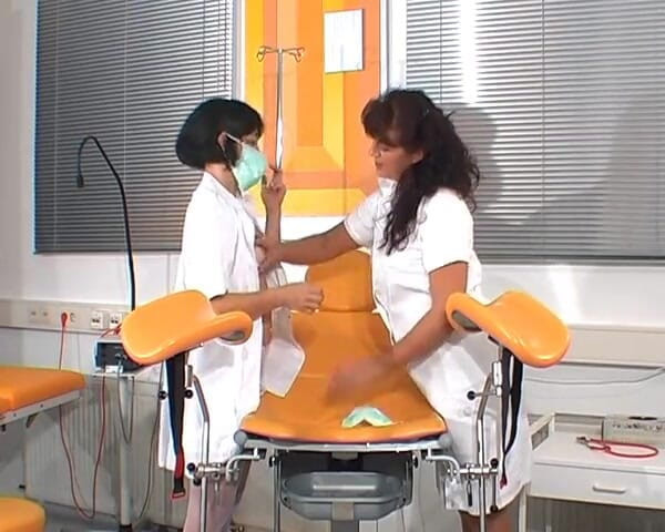 Rubber & Clinic Studio - 1ATOYS: Lesbian exam games on the gyntable