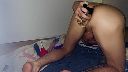Elijahanal: Teen gets 2 dildos anal
