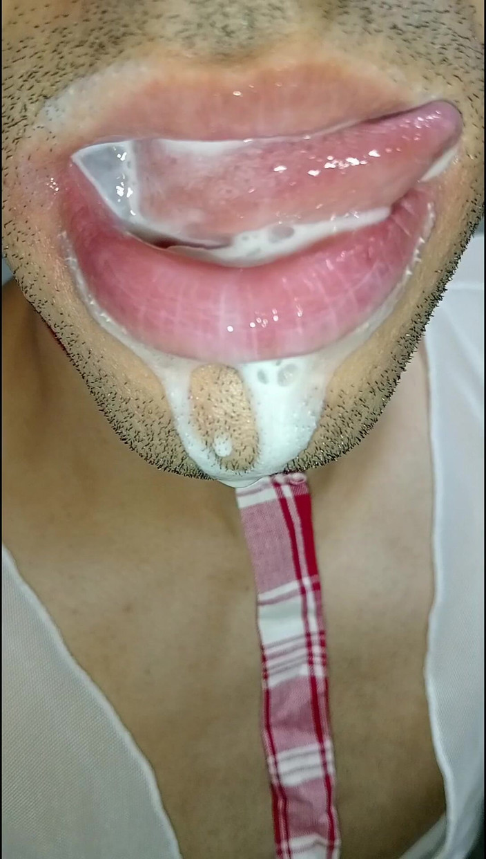 Rey rey: 내 입에 사정하고, 정액을 가지고 놀고, 삼키기, 클로즈업, 음란한 게이, 혀, 슬루피