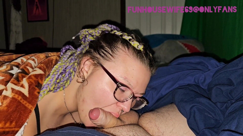 Funhousewife69: Blowjob After Work Drain His Balls and Swallow All His...
