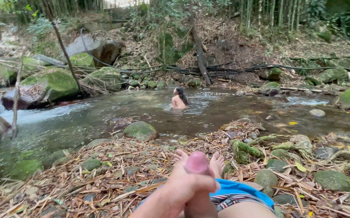 SOFIAYRIKY: Stepsister Showers in the River, While Watching Her I Masturbate...
