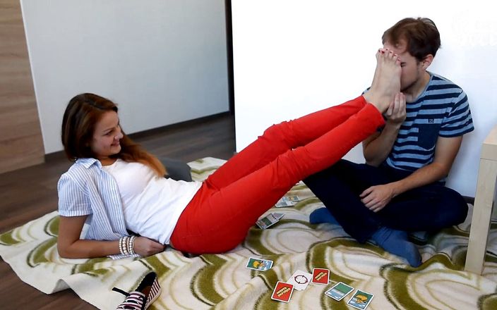 Czech Soles - foot fetish content: Card game looser must smell Megan&amp;#039;s feet