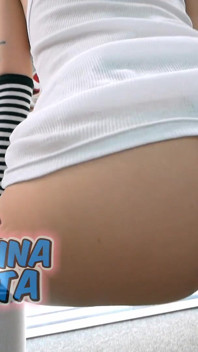 Big Bubble Butt Busty Latina Twerking Her Butt! See-through Long White Cotton Dress